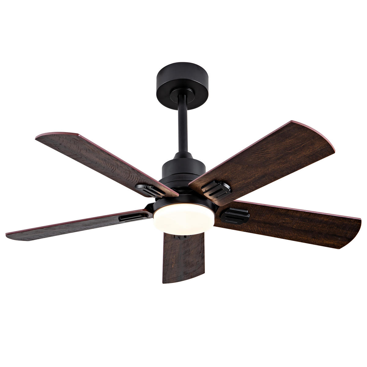 DECKENVENTILATOR DE-16257 42 Zoll 5 Flügel dimmbar mit Fernbedienung Schwarz - Walnussfarben, Holz/Metall (107/107/45cm) - ComfortXL