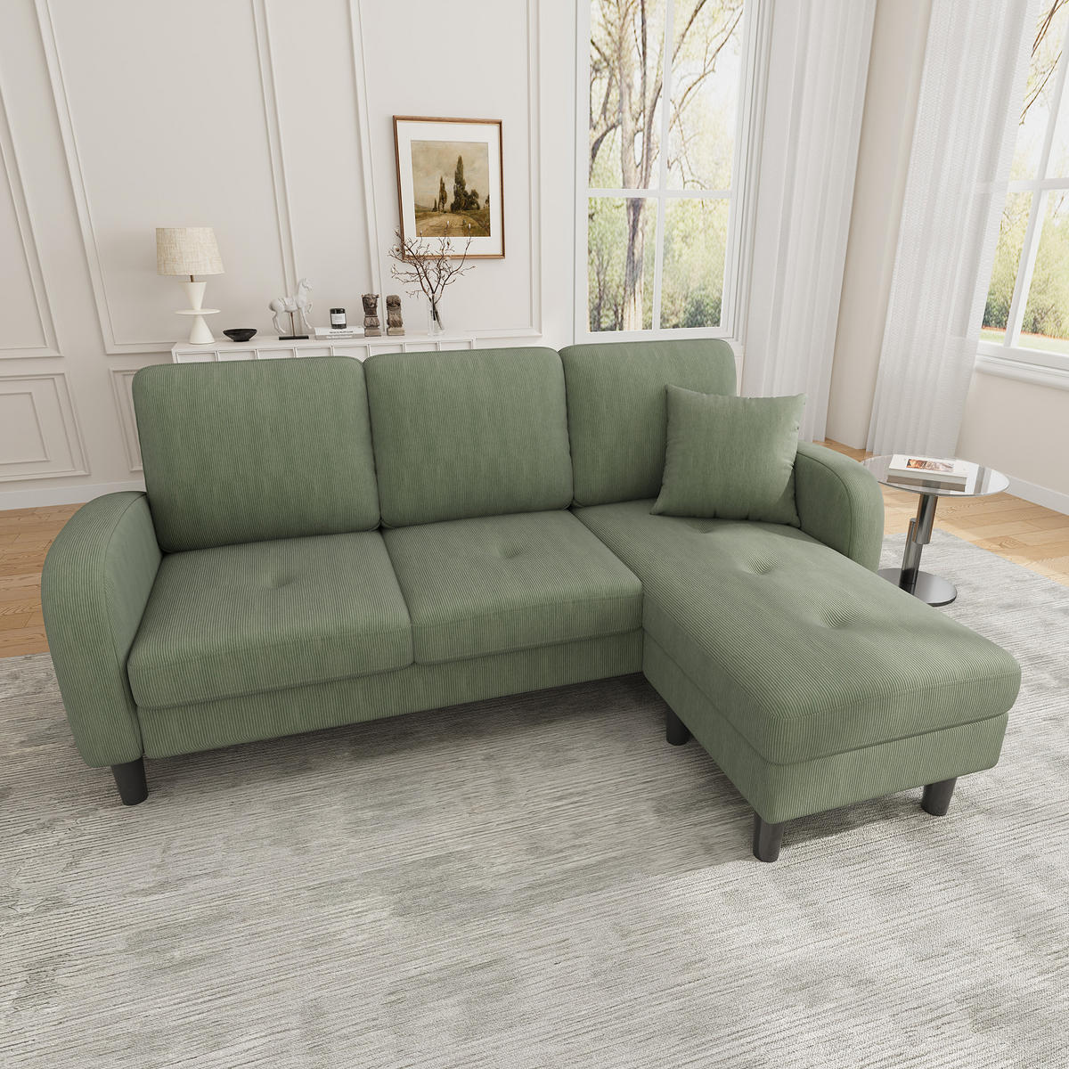 ECKSOFA 166/118/77 cm Grün mit Chaiselongue - Grün, Textil (166/118cm) - Oxeza