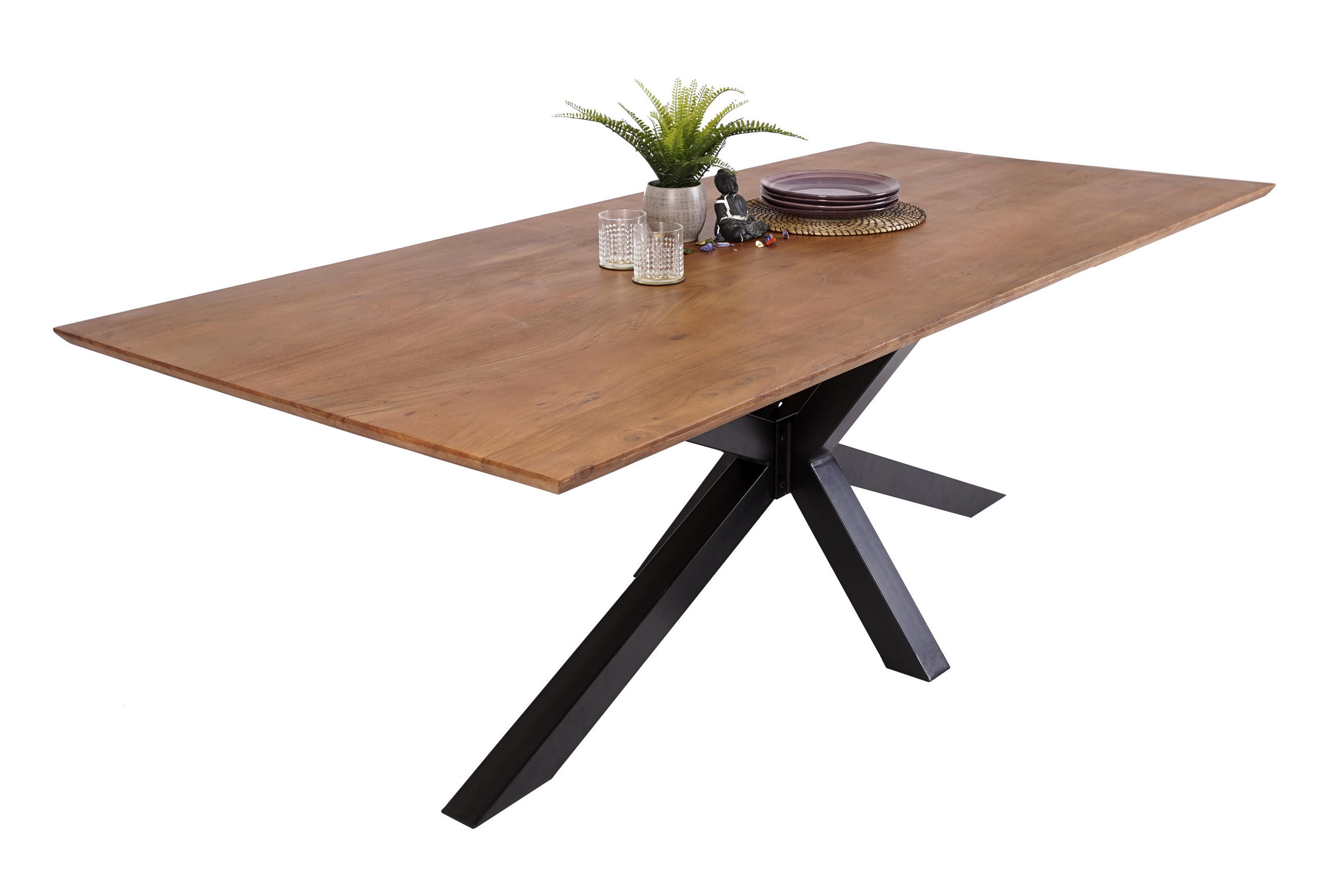 ESSTISCH ABBY - Schwarz/Braun, Holz/Metall (100/200/77cm) - SAM