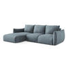 ECKSOFA mit Schlaffunktion links Chenille Stoff Blau - Pastellblau/Schwarz, Holzwerkstoff/Kunststoff (242/162cm) - LaMiaSofa