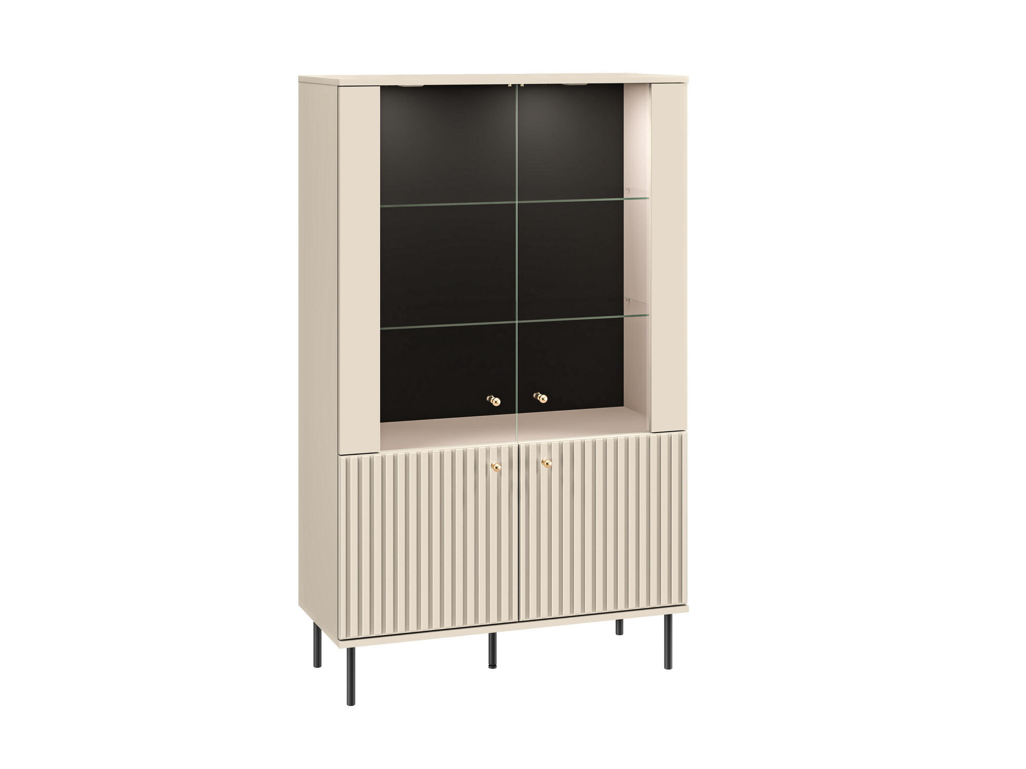 VITRINE SOPHIE Beige 92x40x151 cm - Beige, Holzwerkstoff (92/151/40cm) - FURNLUX