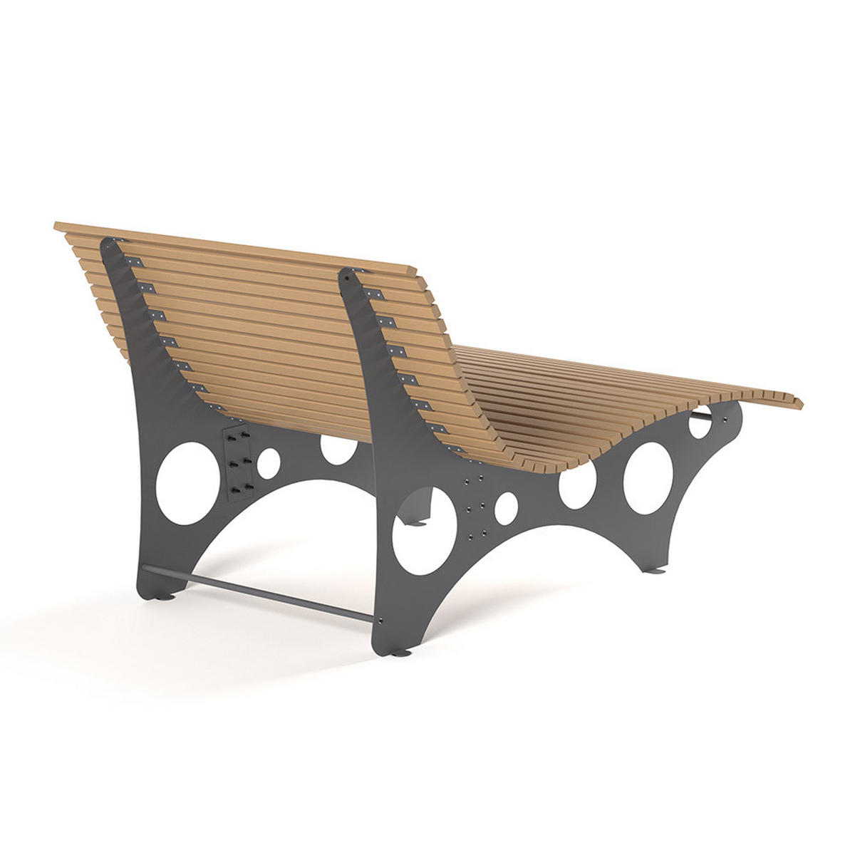 WELLENLIEGE NIRA - Teak, 148 cm - Teakfarben, Holz/Metall (148/105/152cm) - Home Deluxe