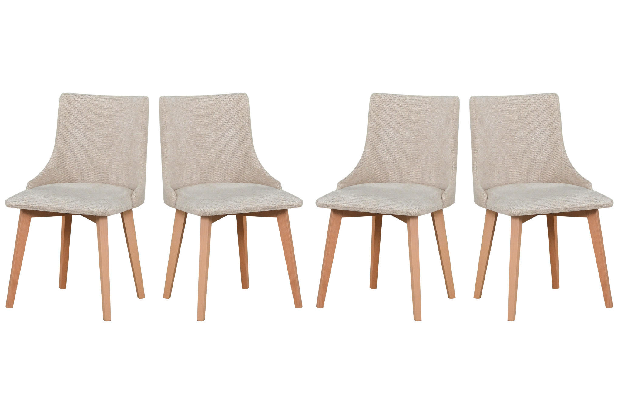 ESSZIMMERSTUHL 4x "MONTI 5", natür buche,aragon 03 - Buchefarben/Creme, Holz (43/87/40cm) - Leaf Design