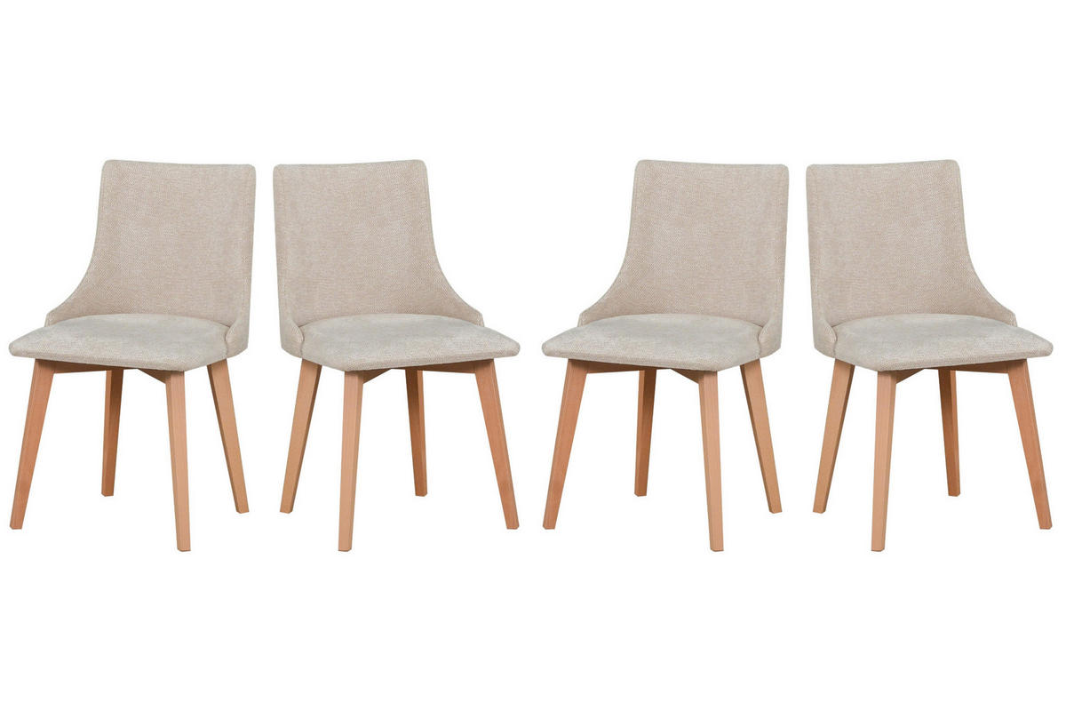 ESSZIMMERSTUHL 4x "MONTI 5", natür buche,aragon 03 - Buchefarben/Creme, Holz (43/87/40cm) - Leaf Design
