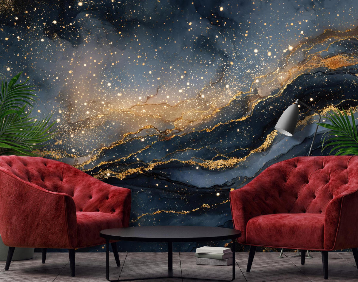 FOTOTAPETE Marmor Abstrakt Schwarz 312x219 cm - Multicolor, Textil (312/219cm) - Wallarena