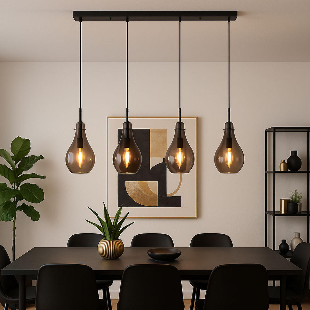 HÄNGELEUCHTE FLIPS Glas Grau Rauchoptik - Grau, Glas (110/18/120cm) - Globo Lighting