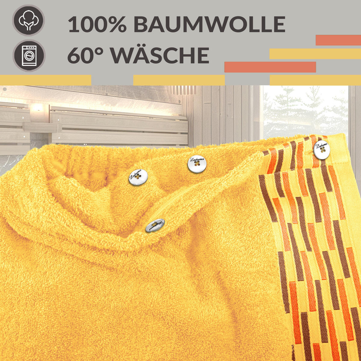 SAUNAKILT Dame Lugano Gelb - Gelb, Textil (150/75cm) - Lashuma
