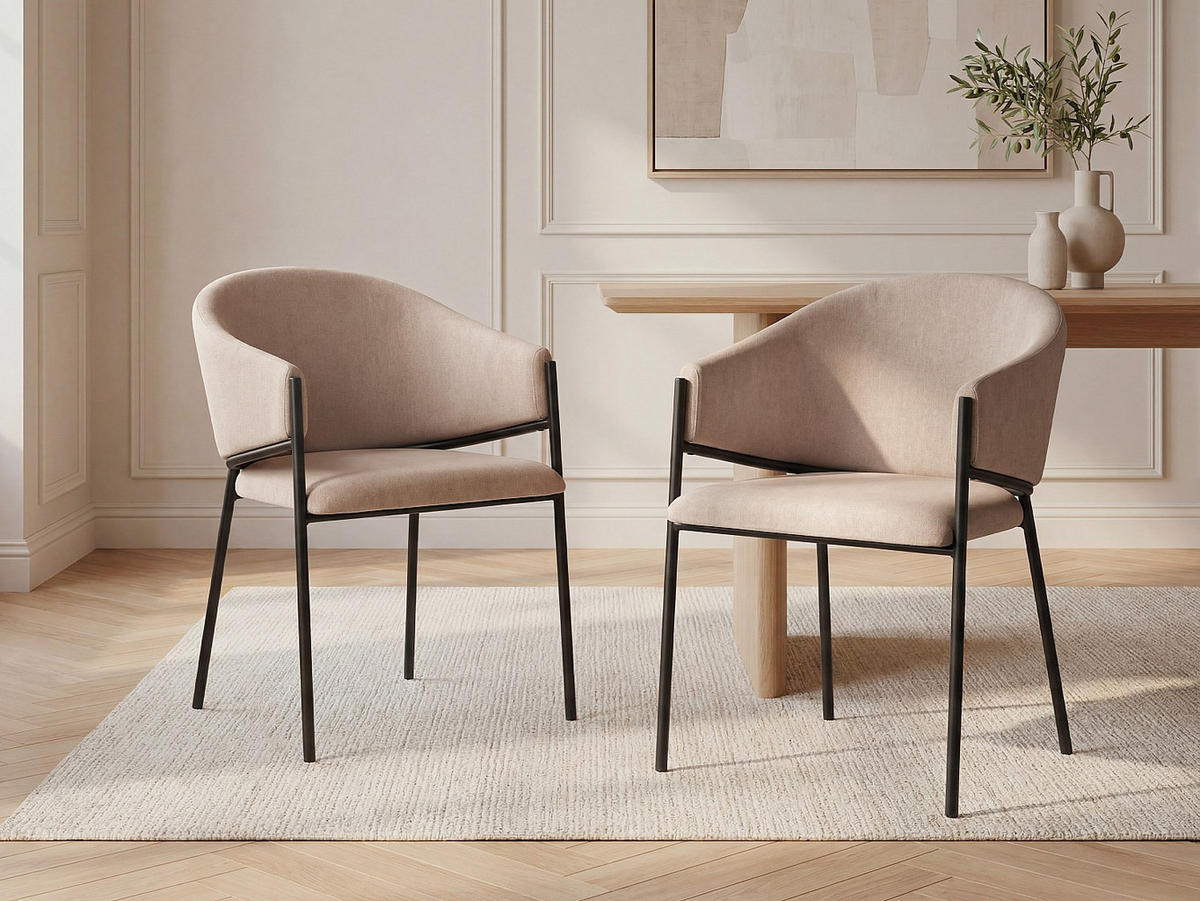 STUHL - 53 cm x 61 cm - stoff - beige Ordida - Beige, Textil (53/80/61cm) - Vente-Unique