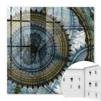 SCHLÜSSELBOX Weiß 30x30 cm – Türöffnung nach rechts - Geometrisches Mandala - Blau, Metall (30/30/5cm) - TULUP