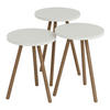 BEISTELLTISCH-SET 3 TLG. Hjørring - Naturfarben/Weiß, Holzwerkstoff/Buchenholz (34/34/49cm) - [en.casa]