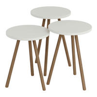 BEISTELLTISCH-SET 3 TLG. Hjørring - Naturfarben/Weiß, Holzwerkstoff/Buchenholz (34/34/49cm) - [en.casa]
