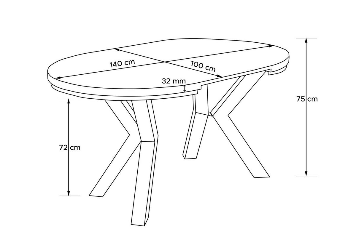 ESSTISCH ROSTEL Ausziehbar 100-140cm Rund, weiß - Schwarz/Weiß, Holz (100/140/75cm) - KONSIMO®