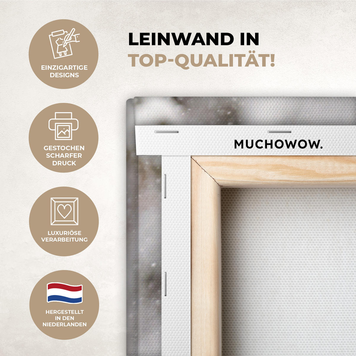 LEINWANDBILD Wolf - Winter - Schnee - Natur - Tiere 60x80 cm - Haselnussfarben, Textil (60/80cm) - MuchoWow