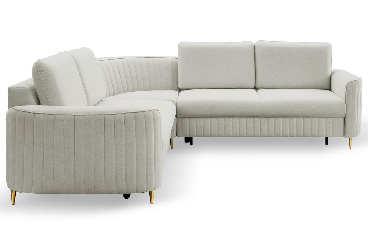 ECKSOFA LAREN, modernes Schlafsofa mit Stauraum, Plastikfüße, L-förmig, lose Rückenkissen freistehend, RECHTS 252x251x85 cm Silver-coloured - Silberfarben, Holz/Textil (252/251cm) - DomoHome