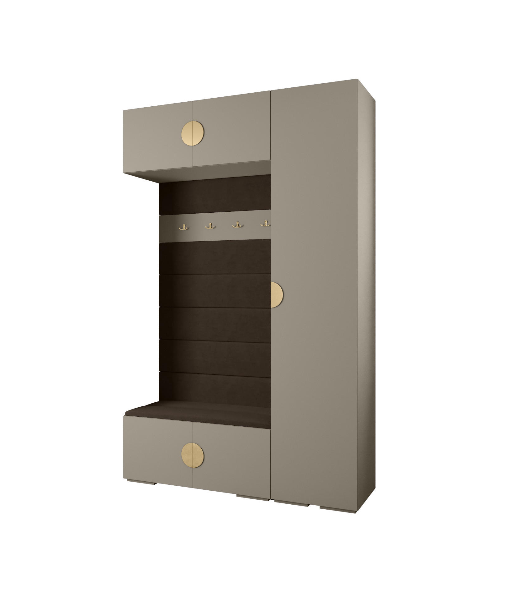 Abiks Möbel Garderoben-Set Kaschmir, Braun, Gold 150x236.7x47 cm
