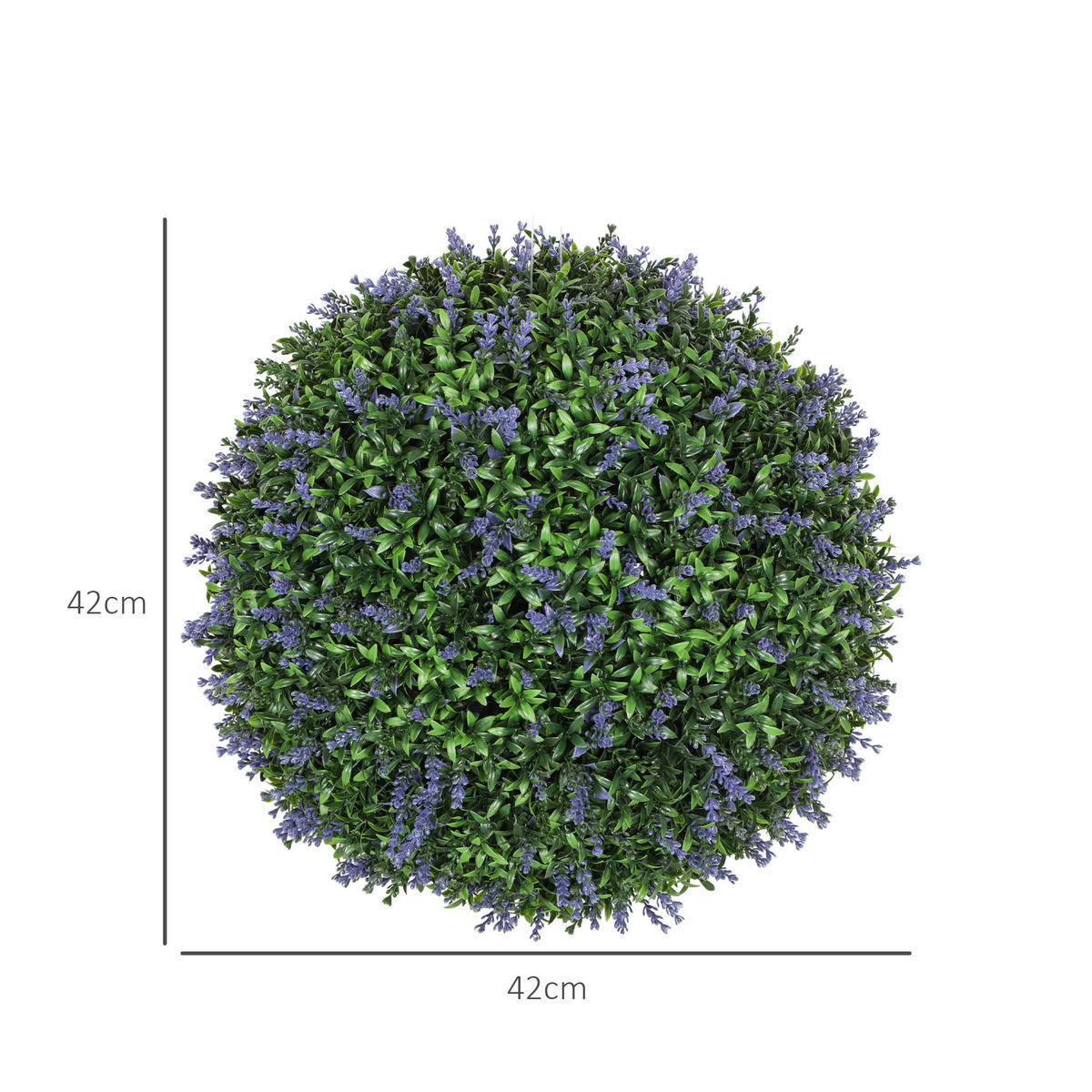 KÜNSTLICHER LAVENDEL 42 cm, Kugelform, Violett+Grün - Violett, Kunststoff (42cm) - HOMCOM