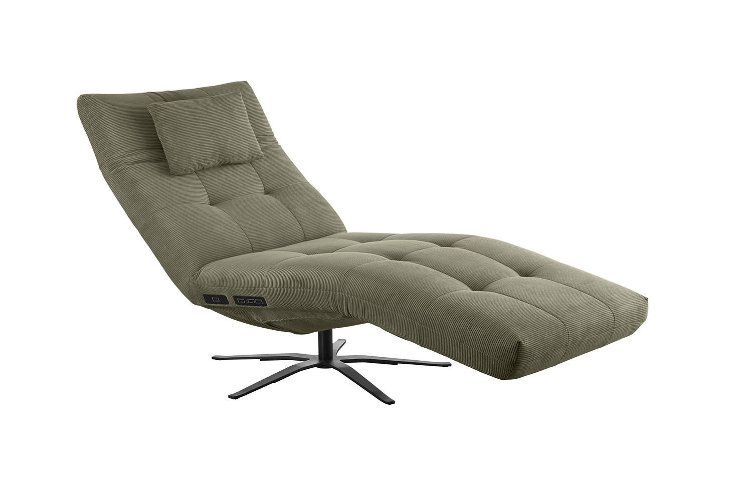 RELAXLIEGE LETICIA Grün Cord - Schwarz/Olivgrün, Textil/Metall (82/115/156cm) - KAWOLA