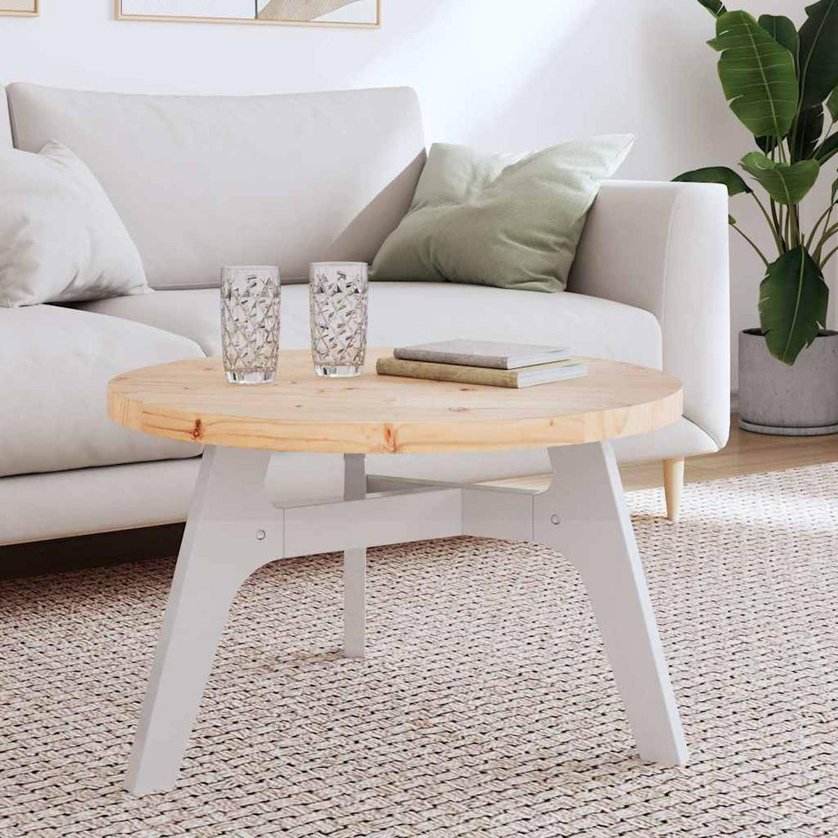 TISCHPLATTE Rund Ø70/3 Cm Massivholz Kiefer - Braun, Holz (70/70/3cm) - vidaXL