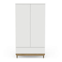 SCHRANK mit 2 Türen, 1 Schublade, Dekor in Weiß und mittlerem Eichenholz 100,6/56,5/194 cm - Weiß, Holzwerkstoff (56.5/194/155cm) - Calicosy