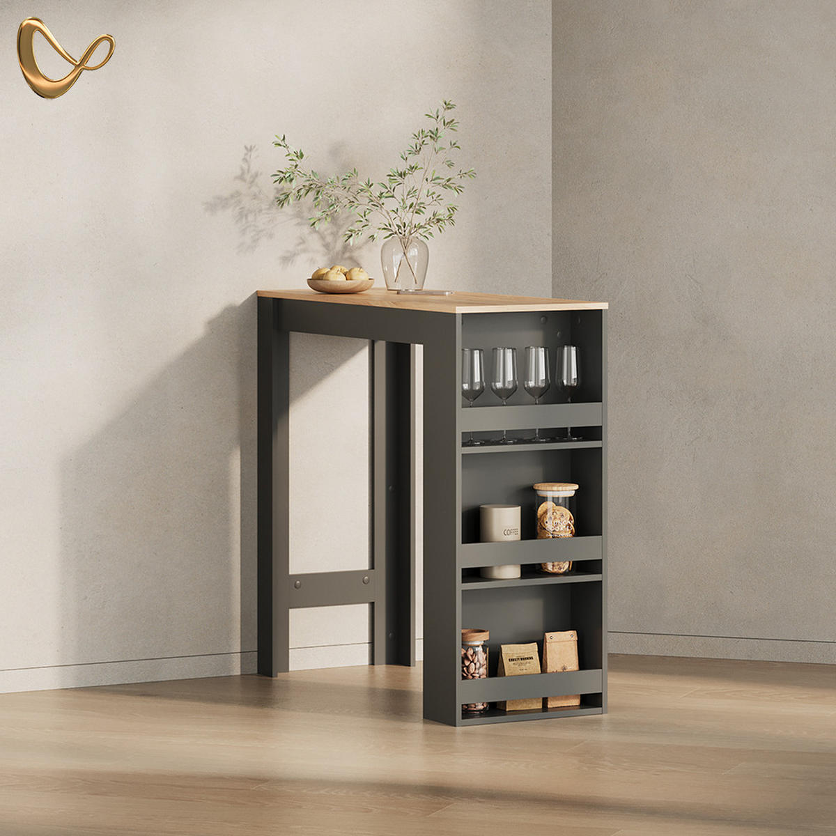 BARTISCH Regusa Anthrazit/Goldkraft Eiche 45 x 110 cm - Honigeiche/Anthrazit, Holzwerkstoff (110/45/106cm) - Livinity®