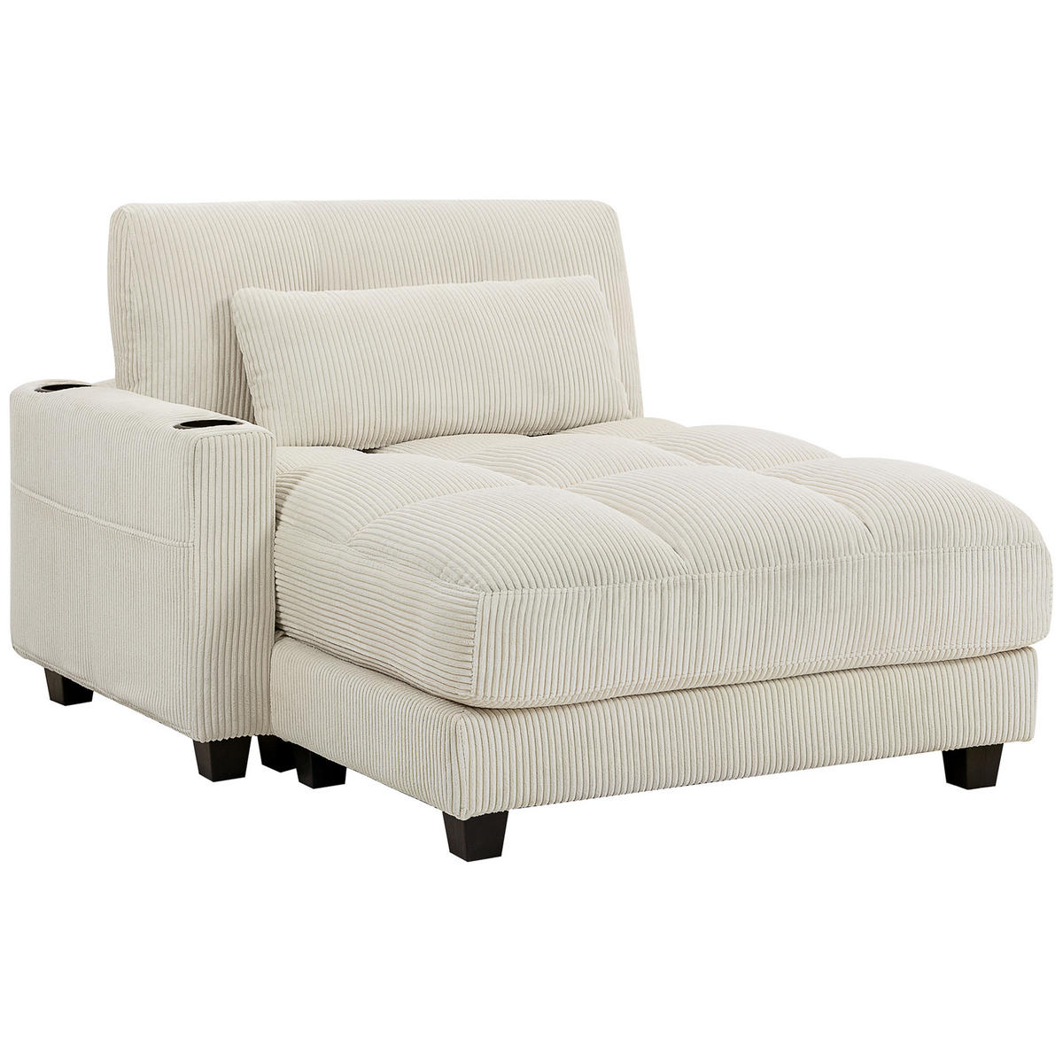 SOFA-BETT DE-06561 zum Bett umwandelbar, Becherhalter, Taschenfederkern Cremeweiß - Creme, Holzwerkstoff/Textil (147/86/114cm) - ComfortXL