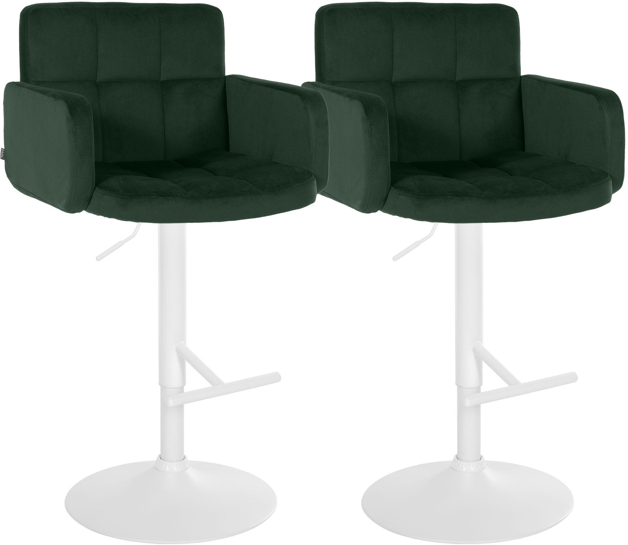 BARHOCKER 2 Samt Dunkelgrün - Dunkelgrün/Weiß, Textil/Metall (60/93/56cm) - CLP