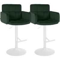 BARHOCKER 2 Samt Dunkelgrün - Dunkelgrün/Weiß, Textil/Metall (60/93/56cm) - CLP