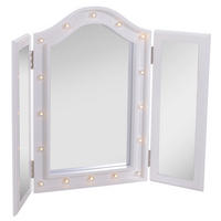 16 LEDs Kosmetikspiegel Schminkspiegel Standspiegel 180° klappbar Batterie - Weiß, Glas (53.5/4.5/73cm) - HOMCOM