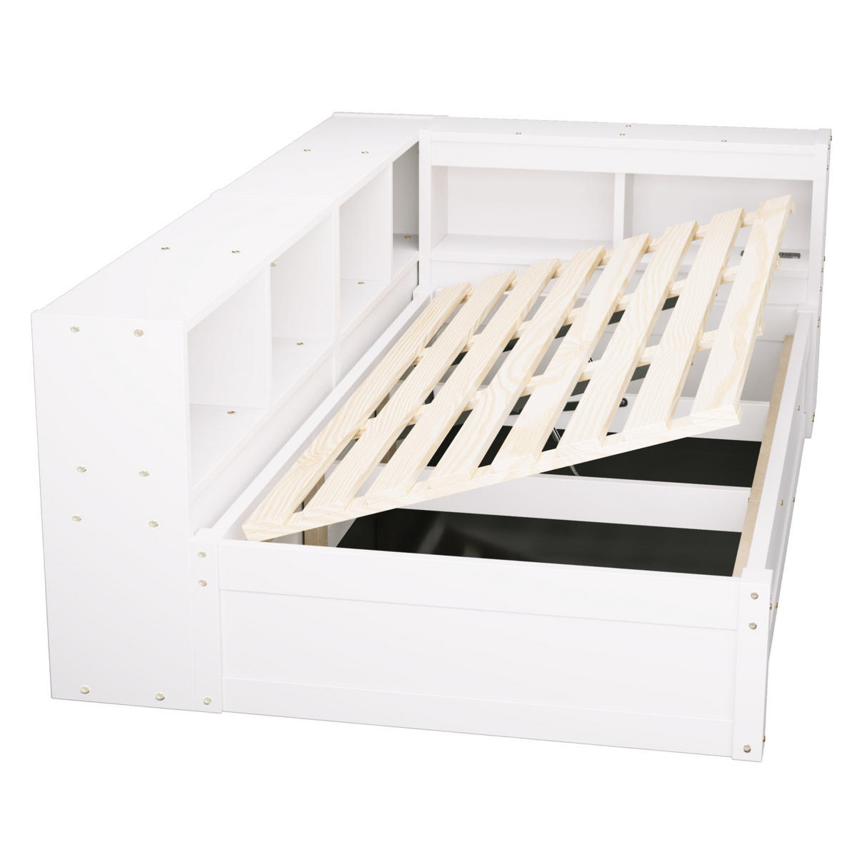 BETT 90/200 cm aus MDF mit LED, Steckdose, Weiß - Weiß, Holzwerkstoff (90/200cm) - OKMYHOME