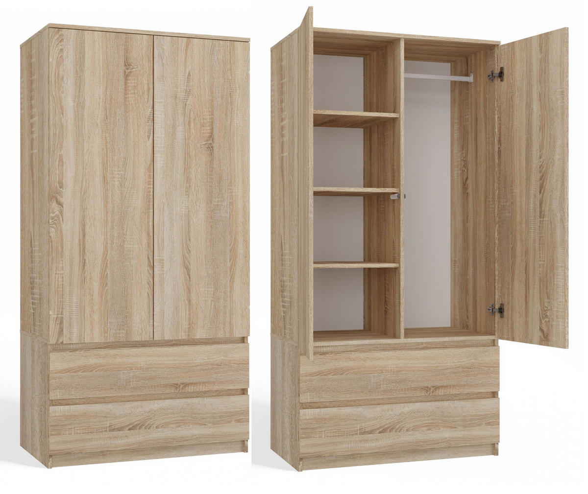 KLEIDERSCHRANK SS-90 EICHE SONOMA - Sonoma Eiche, Holzwerkstoff (90/180/50cm) - CDF