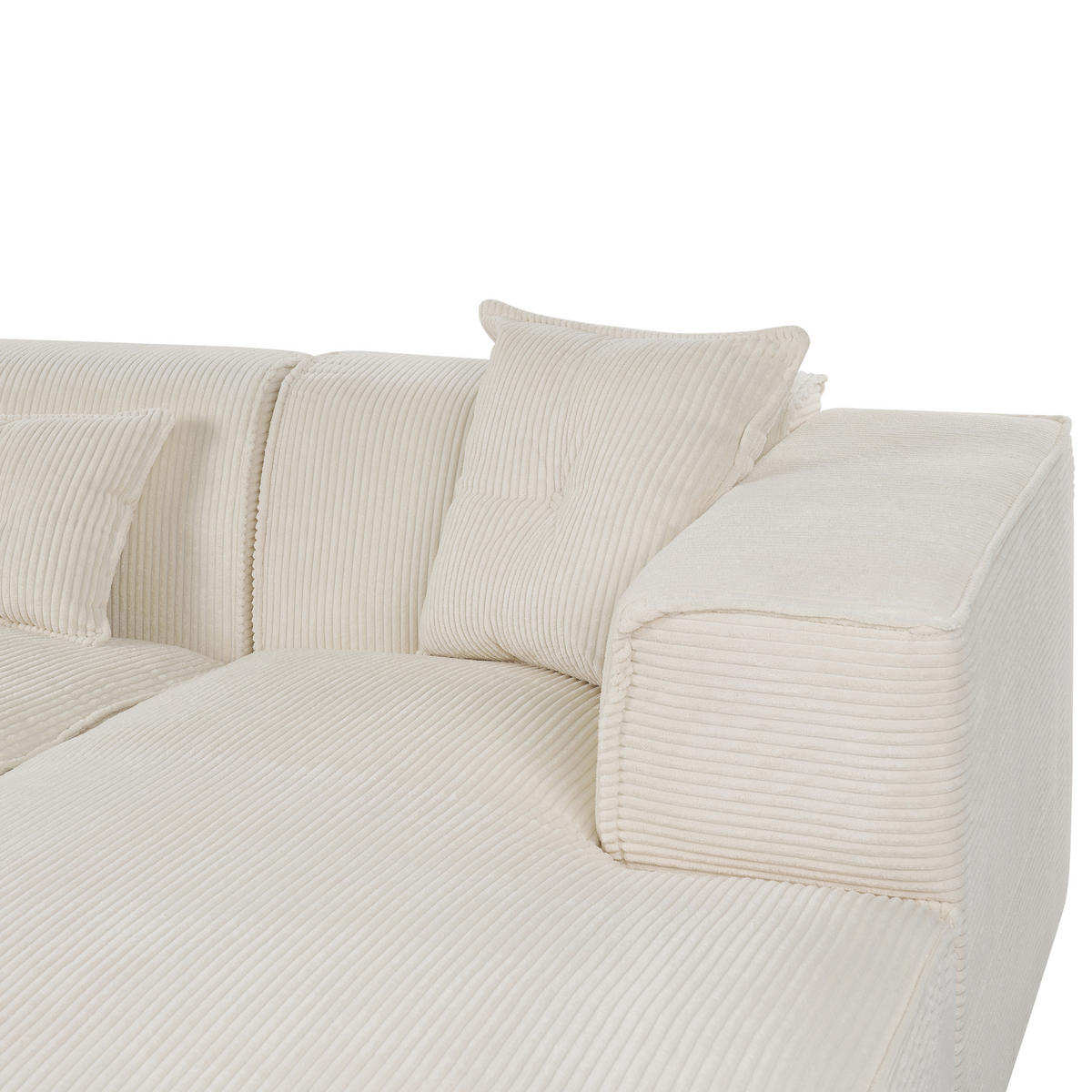ECKSOFA Cord Cremeweiß rechtsseitig Dolva - Weiß, Textil (294/170cm) - Beliani