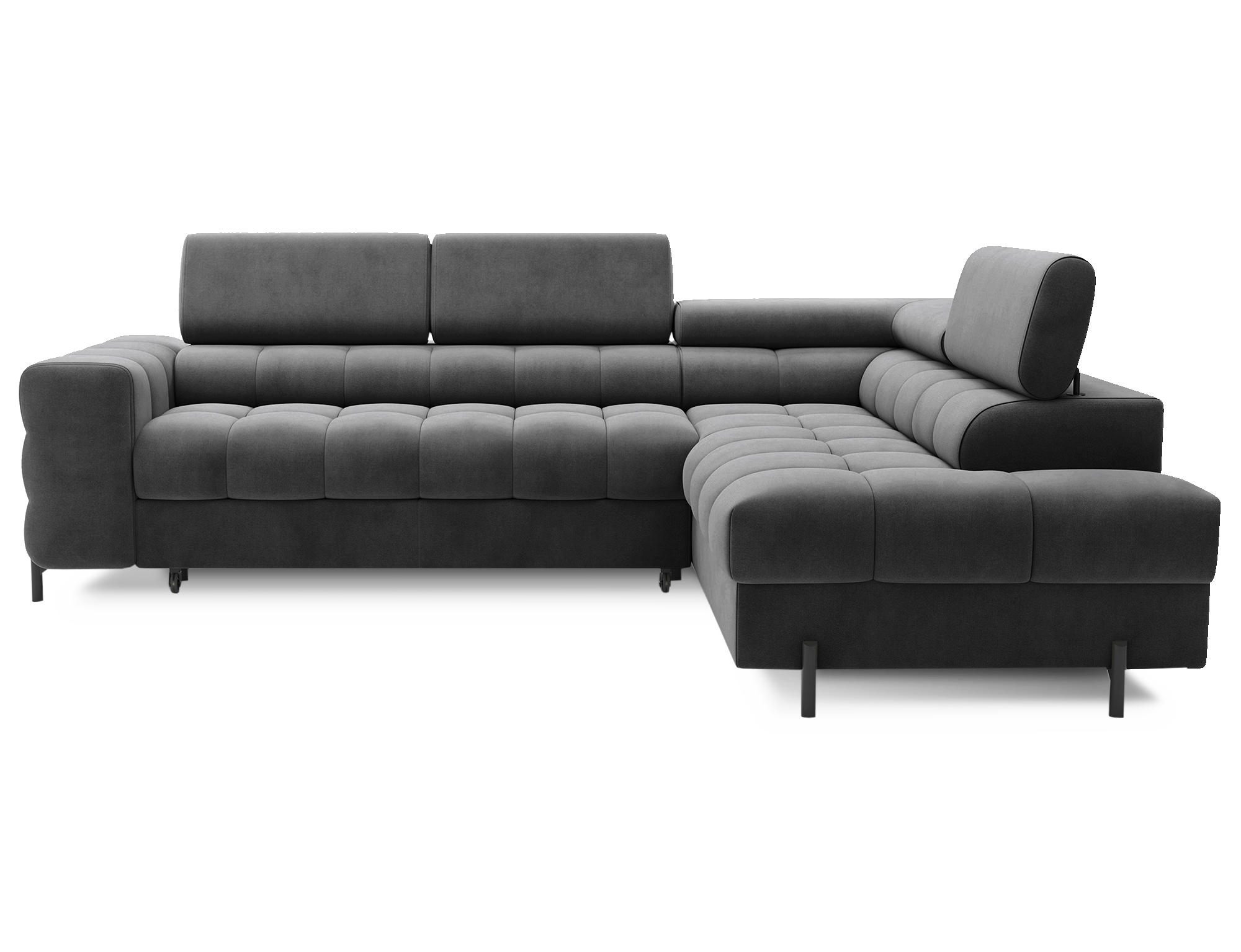 ECKSOFA FERUCCE L-Form – Polsterecke mit Schlaffunktion, Bettkasten & verstellbaren Kopfstützen 276 cm - Anthrazit, Kunststoff (276/200cm)