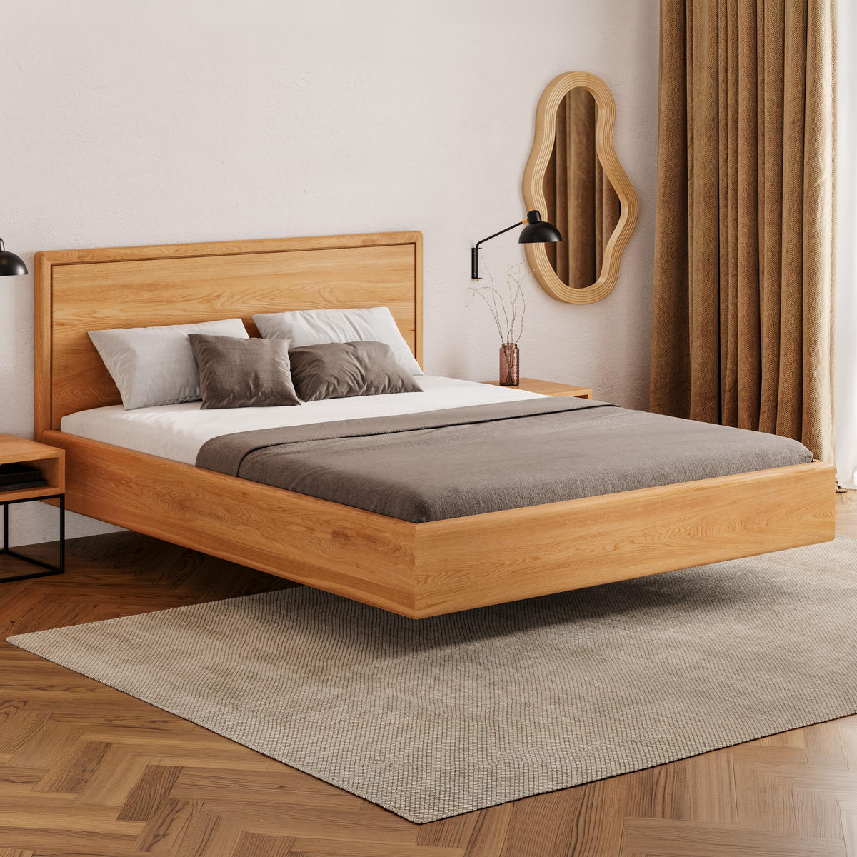 MASSIVHOLZBETT Linea aus Eiche 200x200 cm - Eichefarben/Braun, Holz (200/200cm) - Danzz