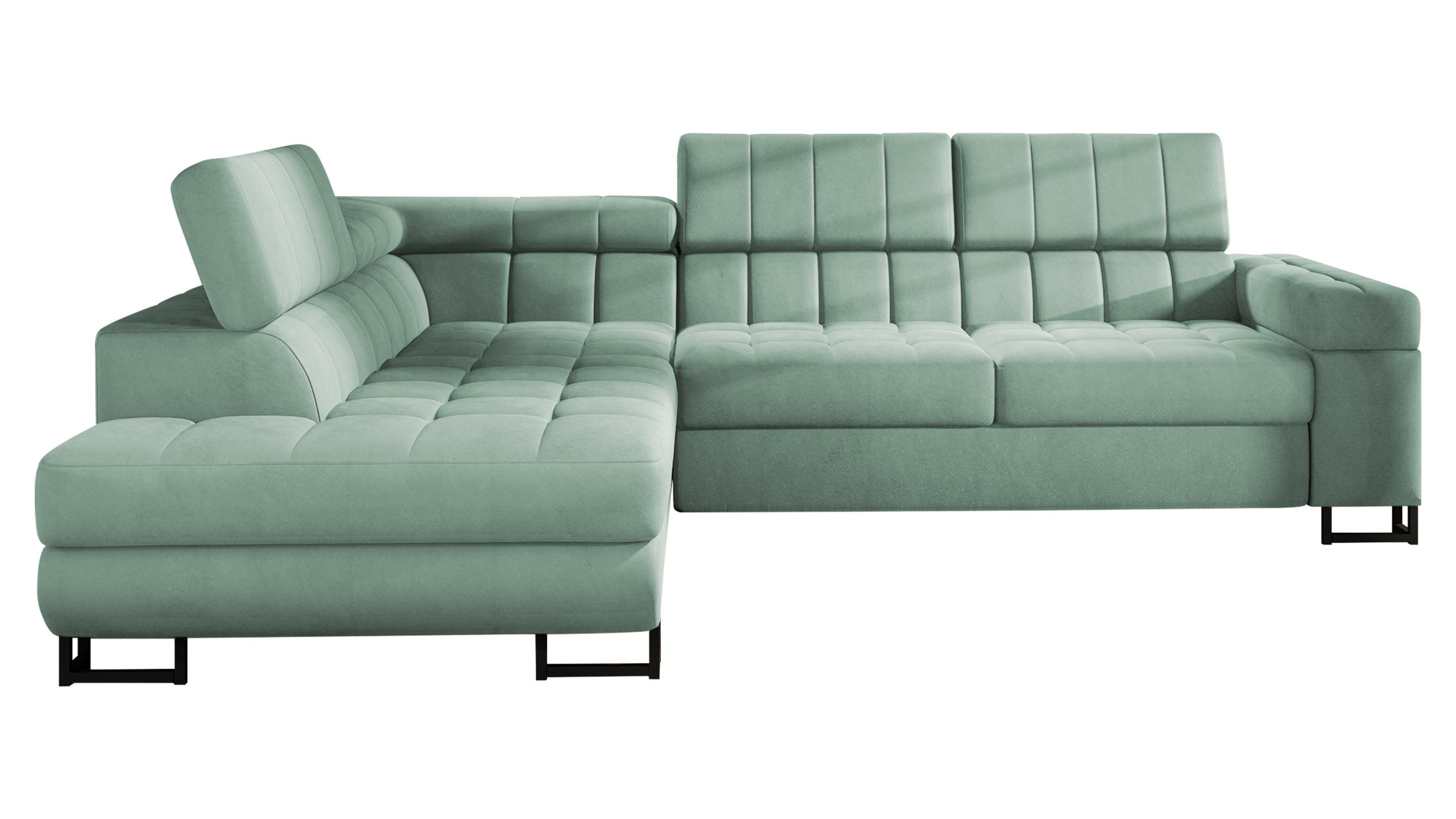 ECKSOFA Laris, Seite: Links - Schwarz/Hellgrün, Holz/Textil (271/203cm) - MIRJAN24