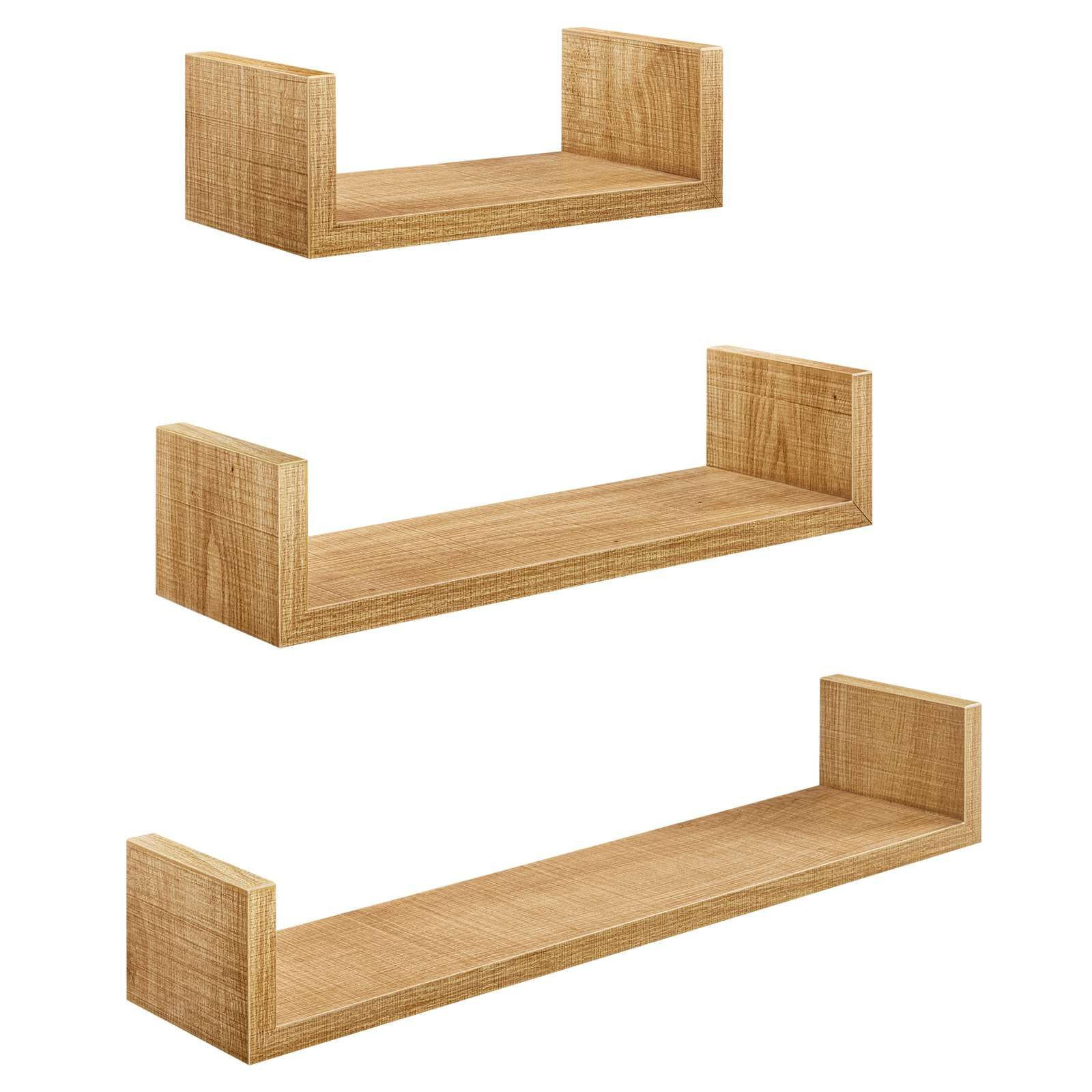 WANDREGAL Holzoptik Honigbraun 3er-Set U-Form 30/45/60x15x10 cm - Honig, Holzwerkstoff (15/10/60cm) - Begryf