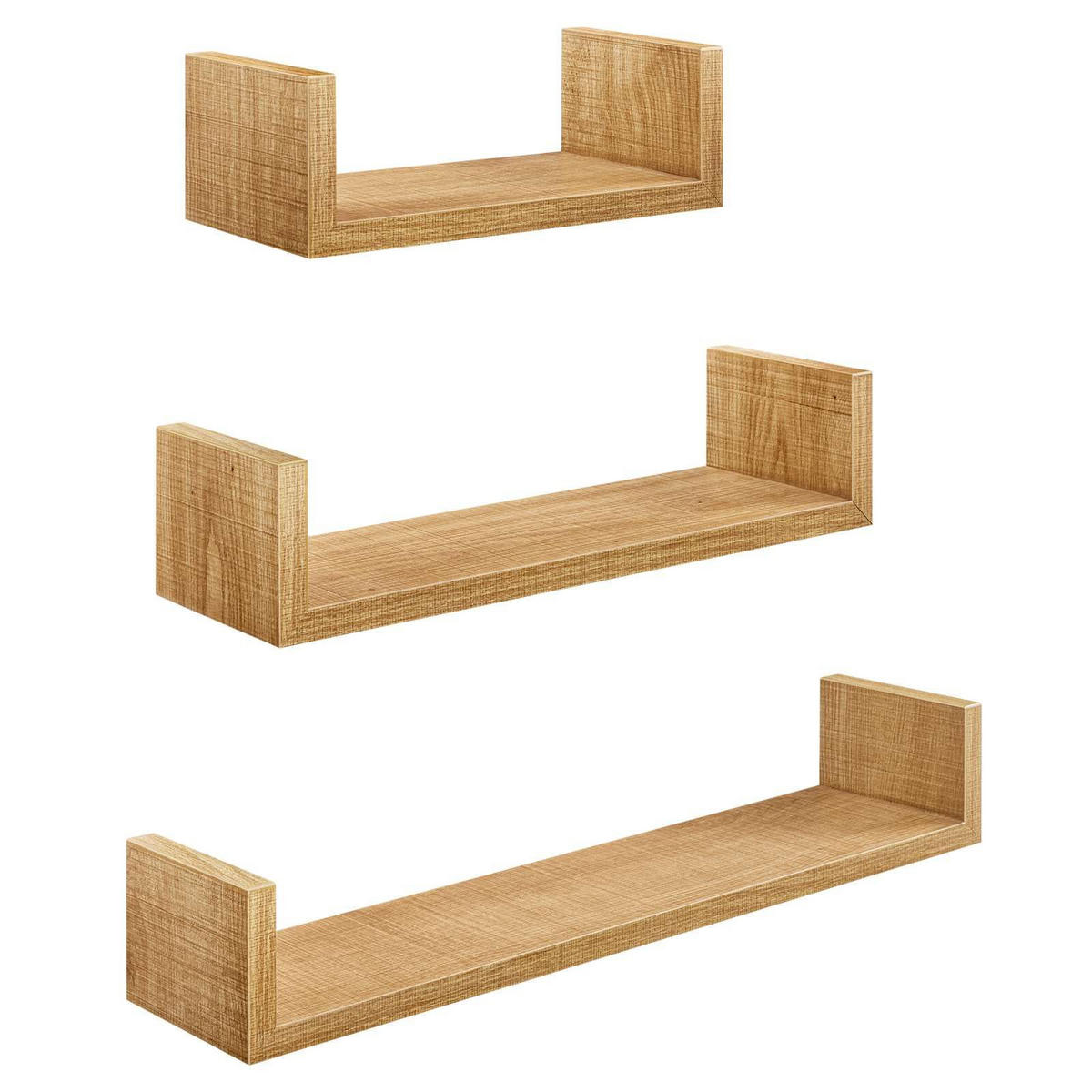 WANDREGAL Holzoptik Honigbraun 3er-Set U-Form 30/45/60x15x10 cm - Honig, Holzwerkstoff (15/10/60cm) - Begryf