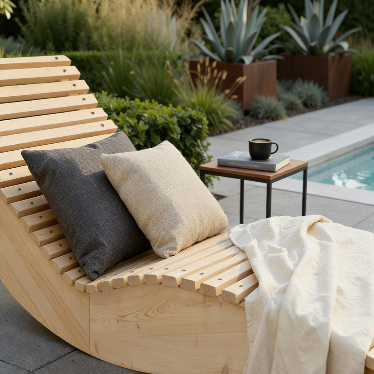 WELLENHOLZLIEGE WOLGA - 60 cm - Naturfarben, Holz (60/82/188cm) - Home Deluxe