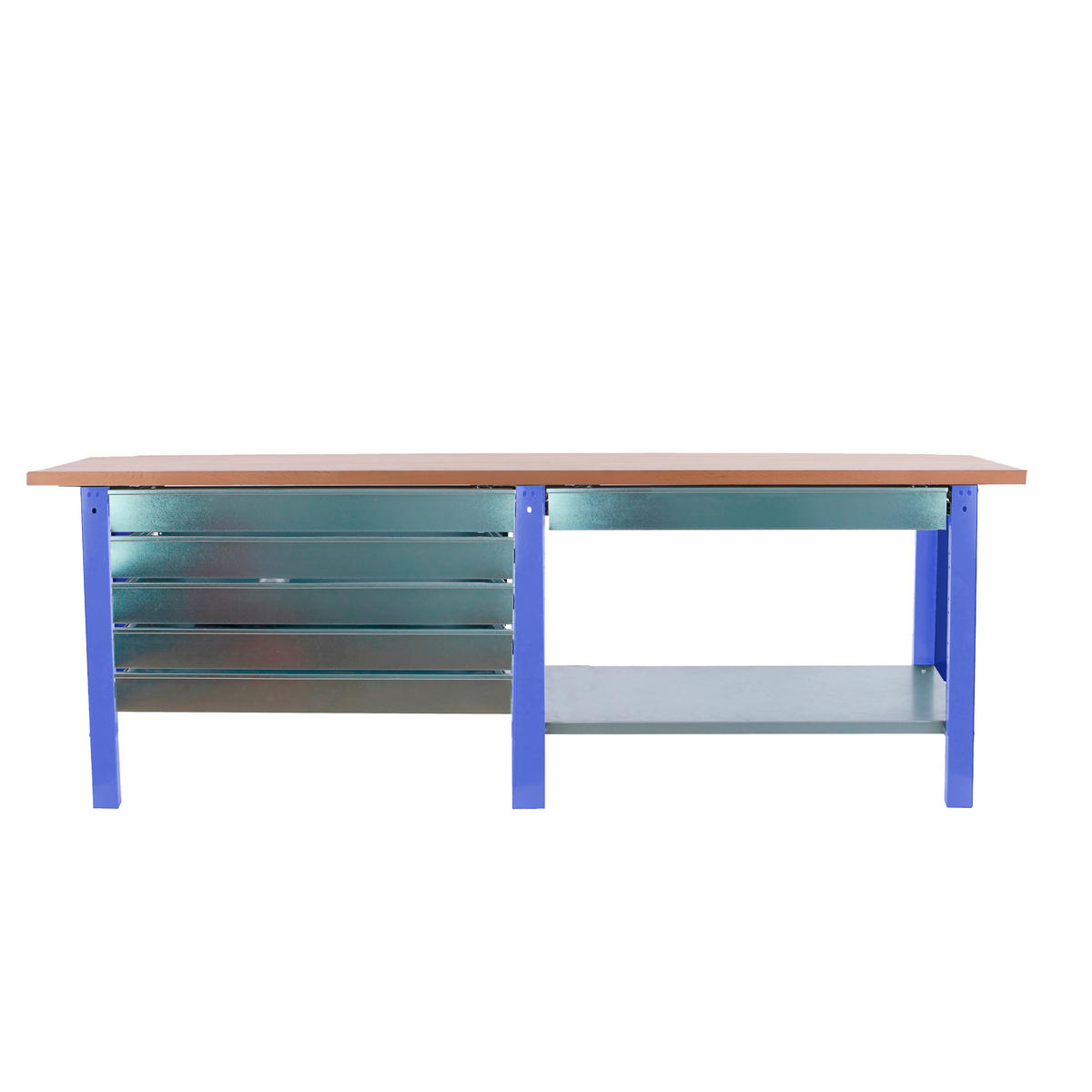 WERKBANK Buffalo Wood mit 6x Schublade HxBxT 86,5 x 210 x 75 cm Traglast 1000 kg Blau - Blau, Metall (210/86.5/75cm) - PROREGAL