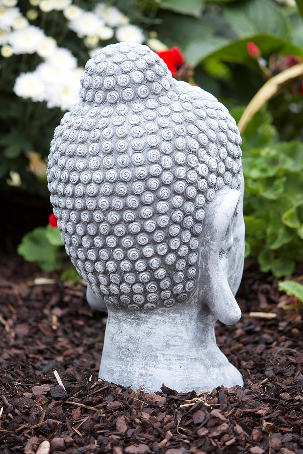 STEINFIGUR Buddha Shiva Kopf, Frostfest - Grau, Stein (18/30/20cm) - stoneandstyle