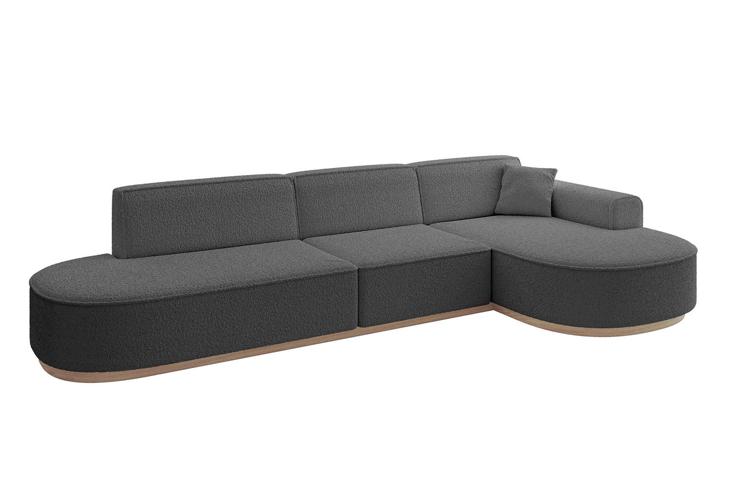 ECKSOFA Ottomane Rechts MARI-L2-v1 - 328x171x83 cm Grau Bouclé - Grau, Holzwerkstoff/Textil (171/328cm) - ALTDECOR