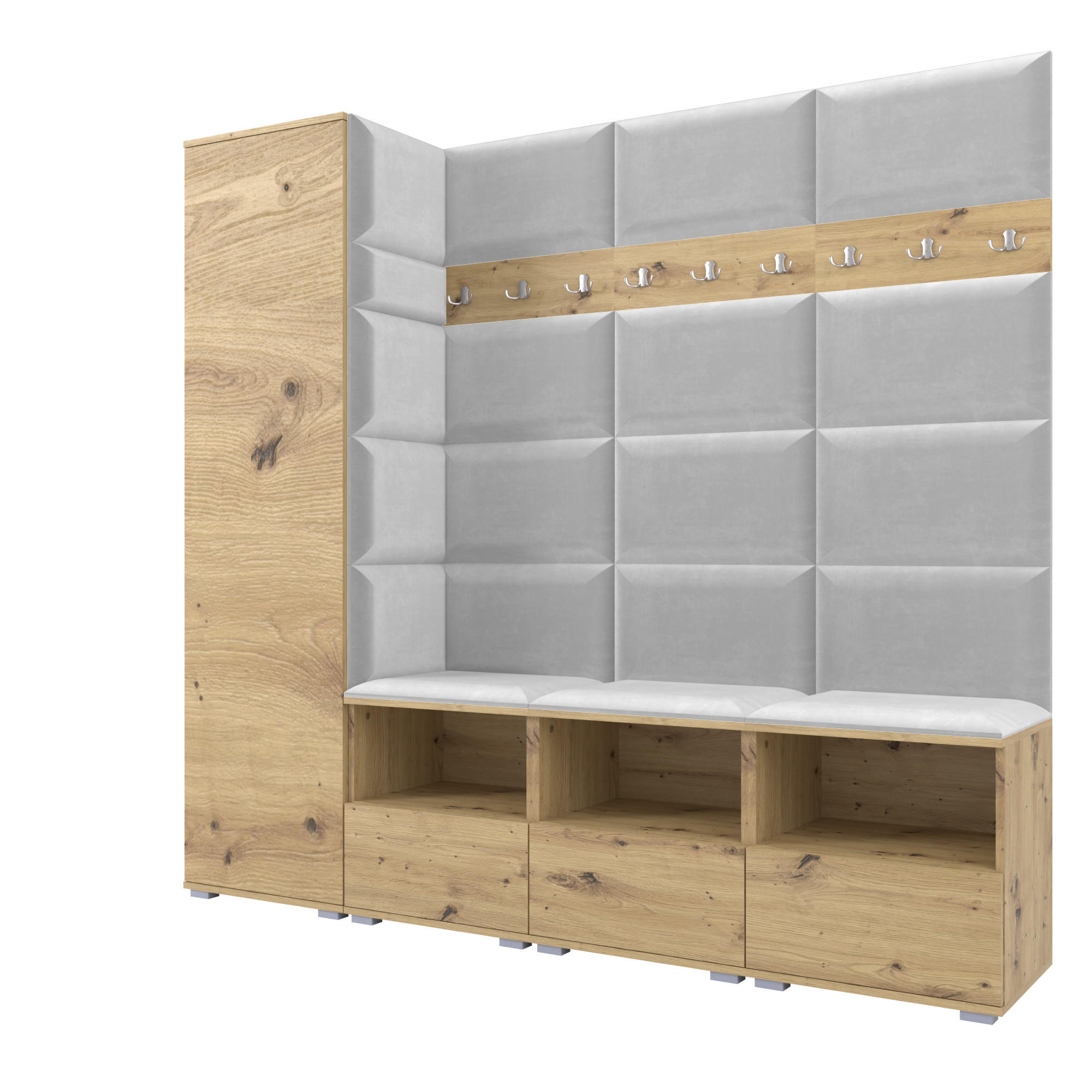 Ravio Garderobe Eiche Artisan, Hellgrau 200x187x40 cm