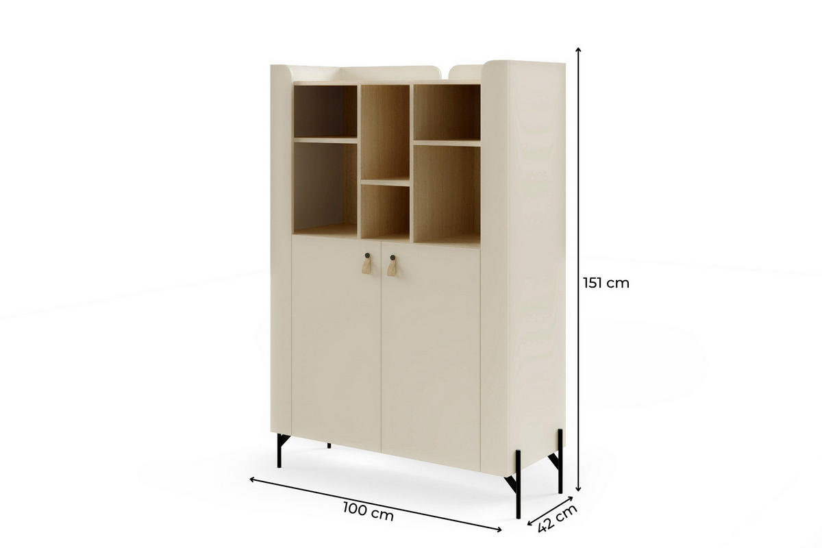HIGHBOARD SOVI 04 100 / 151 / 42 cm in Macadamia / Eiche Mavelie - Eichefarben/Beige, Holzwerkstoff (100/151/42cm) - Deine Möbel 24