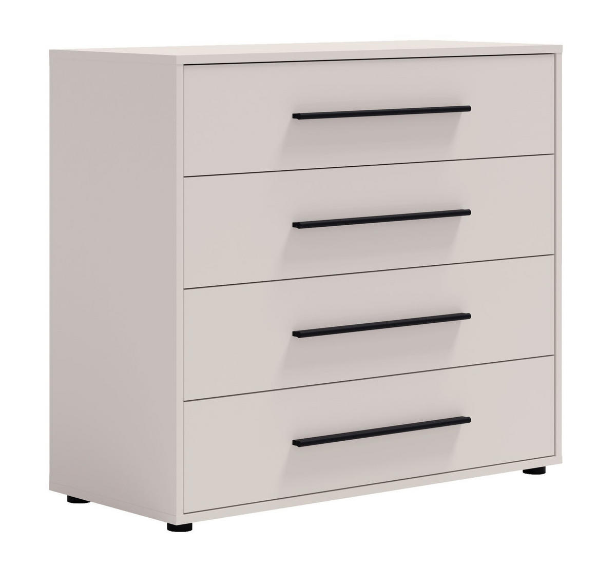 KOMMODE Modena K4SZ 100 cm in Kaschmirfarbe mit Schubladen - Kaschmir/Schwarz, Holzwerkstoff/Kunststoff (100/87/40cm) - Ravio