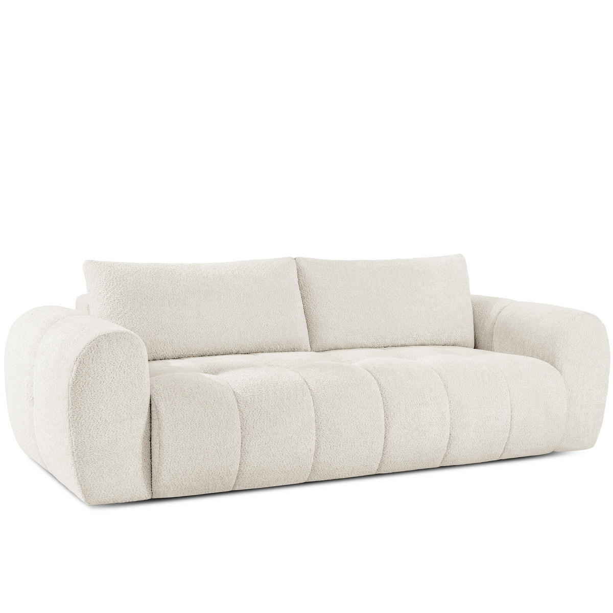 EINZELSOFA LIRA, Weiß, Bouclé - Weiß, Holz/Holzwerkstoff (256/84/112cm) - KONSIMO®