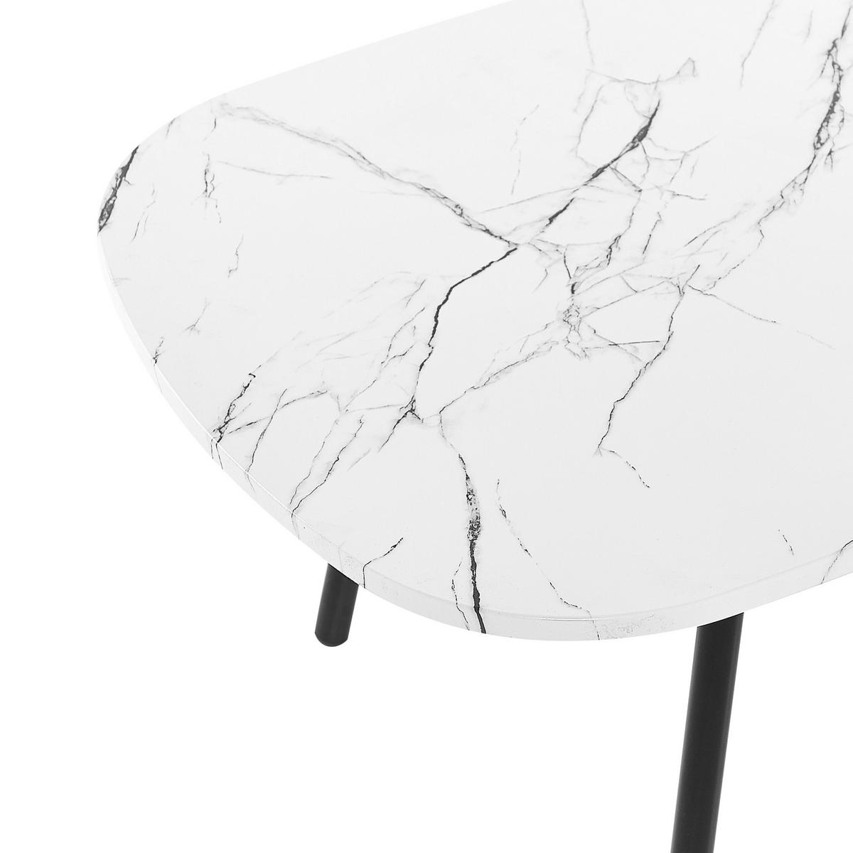 COUCHTISCH Marmor Optik weiß/schwarz oval 100/60 cm Biddle - Schwarz/Weiß, Holzwerkstoff (110/60/40cm) - Beliani