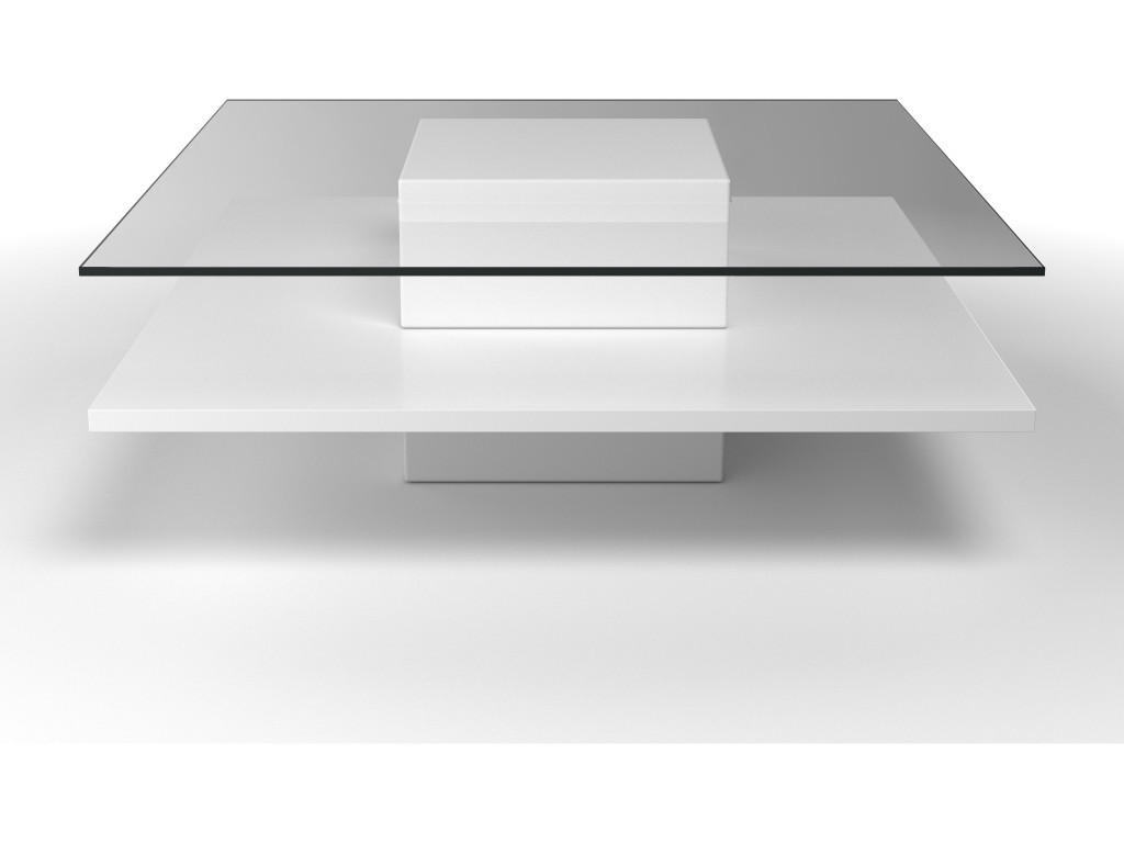COUCHTISCH - Glas & MDF - Weiß - ISANIA - Transparent, Glas (100/100/38cm) - Vente-Unique