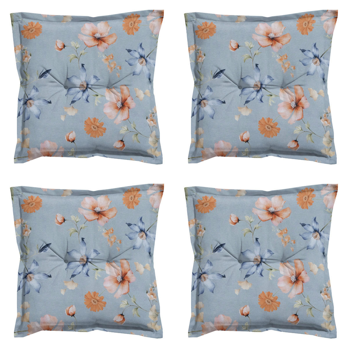 SITZKISSEN Florina 50/50 cm 4er-Set - Blau, Textil (50/5/50cm) - Madison