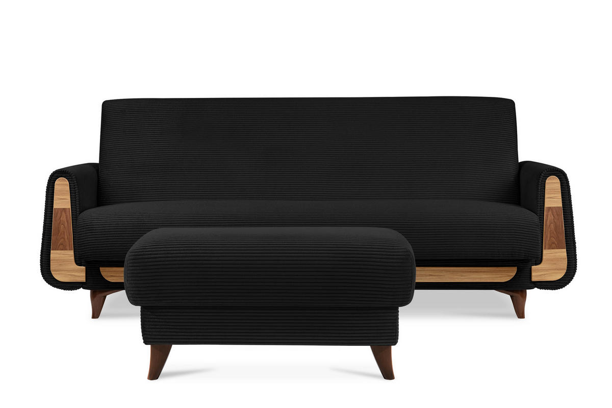 HOCKER GUSTAVO II, Schwarz - Schwarz/Braun, Holz/Holzwerkstoff (92/49/92cm) - KONSIMO®