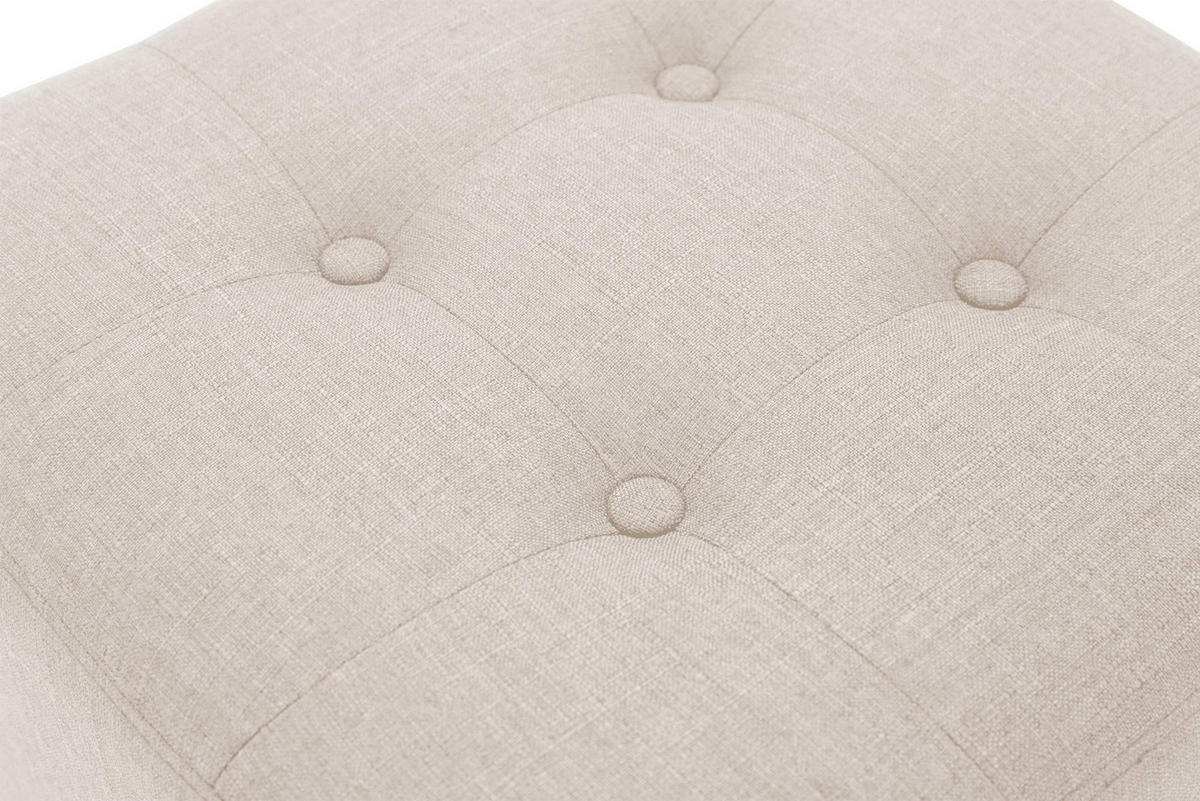 SITZWÜRFEL eckig 45/45/46 cm Stoff creme - Creme/Naturfarben, Holz/Textil (45/46/45cm) - CLP
