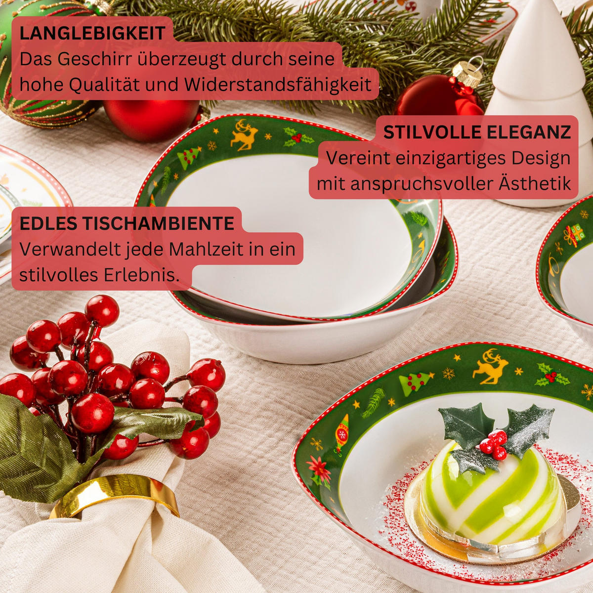 MÜSLISCHALEN SET BILGOLA NUSSKNACKER DESIGN - 6 teilig aus Porzellan - Weiß, Keramik (34cm) - Sänger